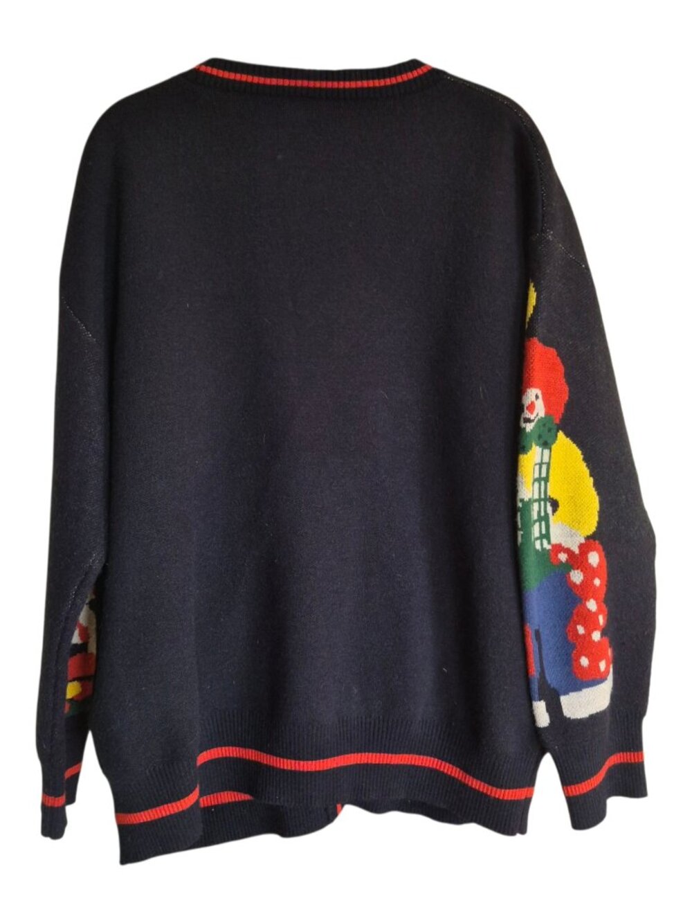 Clown Cardigan Sweater Size L Black Circus Novelty Oversized Retro Clowncore Art - Picture 5 of 14